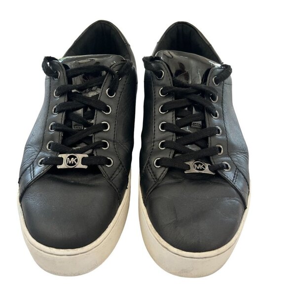 Michael Kors Keaton Black Leather Trainer Sneakers‎ Shoes Flats Size 9.5 M - Picture 2 of 15